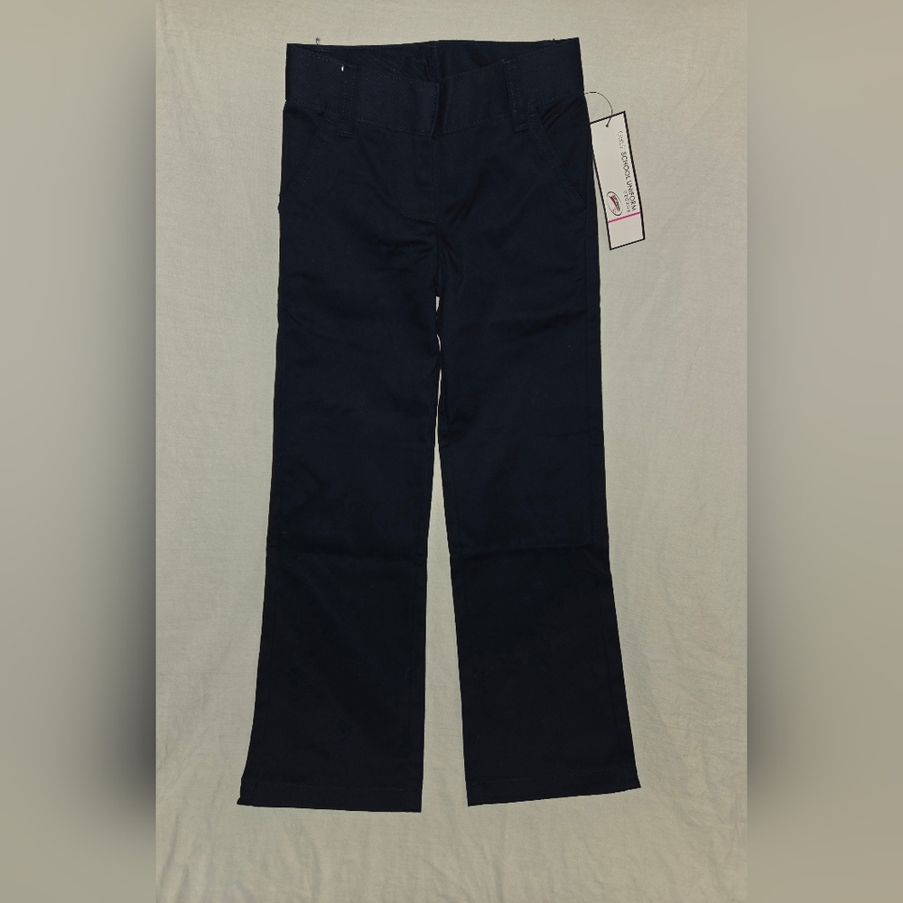 George Girls School Uniform Navy Flat Front Straight Leg Pants 5